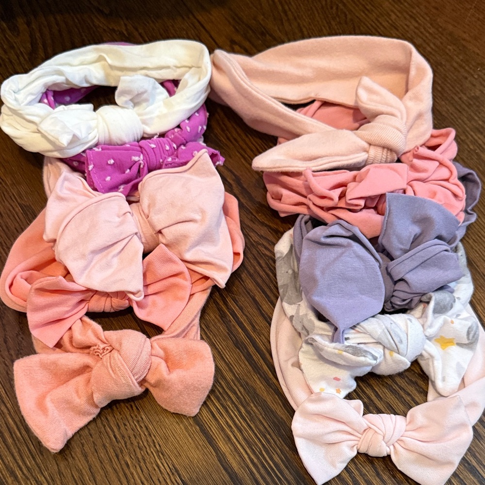Ruffle Butts Pink, Purple, White & Cream Bow Headband Set